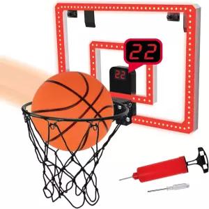 전자 스코어링 및 사운드 라이트업 백보드 실내 미니 스포츠 게임이 포함된 MinnARK 오버 더 도어 LED 농구