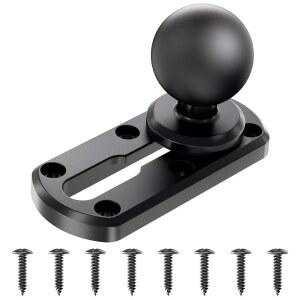 VAZESWIN 카약 보트용 3.8cm(1.5인치) 볼 T-볼트 트랙 베이스가 있는 10.2cm(4인치) 터프 마운트, RAM 마운트 C 사이즈 더블 소켓 암과 호환, 어군 탐지기 해양 GPS, 낚싯대, 나사