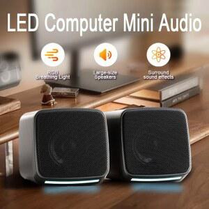 미니스피커 컴퓨터 스피커 PC 사운드 박스 HIFI 오디오 스테레오 USB 유선 게임용 미니 조명 데스크탑 노트북용