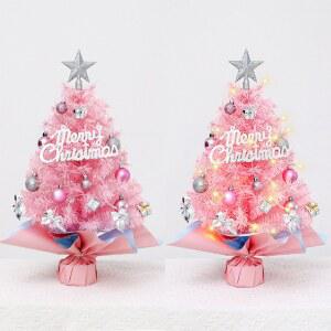 토퍼 미니 핑크 크리스마스 트리 책상 장식 휴일 세트 장식품 및 작은 공간용 세련된 축제 45cm 60cm