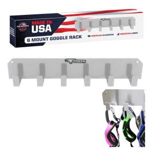 Pit Posse 598 6 마운트 고글 랙 벽 행거 - 미국 제조 캐비닛 샵 차고 밀폐형 레이스 트레일러 자동차 오토바이 MX ATV 안경 알루미늄 정리함 6쌍 보관 (실버)