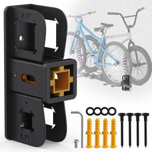 히치 벽 마운트 수신기, 3.2cm(1.25인치)|5.1cm(2인치) 보관, 181.4kg(400파운드) 자전거 랙 차고 홀더, 벽걸이 트레일러 리시버 스태시, 스키 카고 보관 정리함