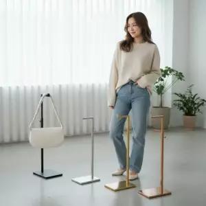 가방 진열대 옷가게용 행거 스탠드 소품걸이대 선반형 스테인리스