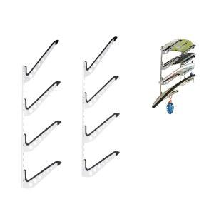 HIKULA 서핑 보드, 웨이크보드용 4보드 랙 벽 마운트, 스노우보드 보관 조절 가능한 행거 보드 디스플레이 화이트