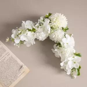 수국 알륨 리스 벽장식 퓨어 화이트 액자 ㄱ자 20cm 인테리어 벽걸이 현관 문 꾸미기