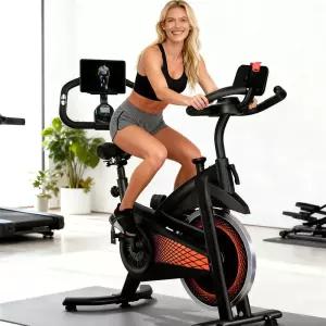 홈 운동 자전거 18파운드 플라이휠 실내 사이클링 자전거(사일런트 벨트 드라이브 포함) 300파운드 용량의