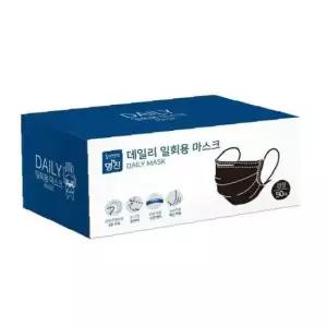명진 부직포 일회용마스크 데일리 위생마스크(블랙50매)