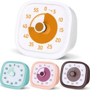 [미국배송] 어메이징스파크 4팩 비주얼 타이머 60분 카운트다운 컬러 시계 홈스쿨 용품 학습 도구 교실 홈 오피스 시간 관리 도구(클래식 화이트 블루 살구 브라운)