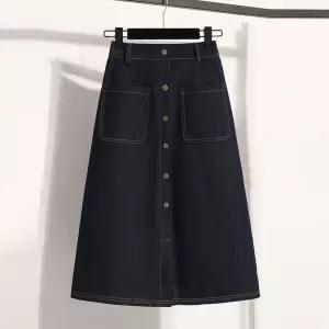 KARRA 패턴버튼하프밴딩데님스커트_A6S0107