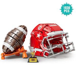 블록 럭비 키트 헬멧 블록 장식 소녀용 럭비 DIY 소품 아이디어 소년 038개 스포츠