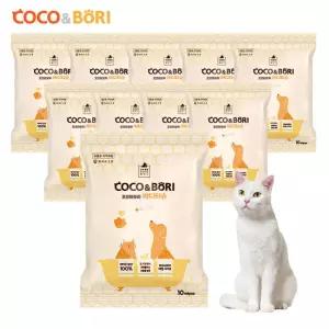 코코와보리 레이온 100% 특대형 강아지 고양이 바디티슈 물티슈 10매 10팩