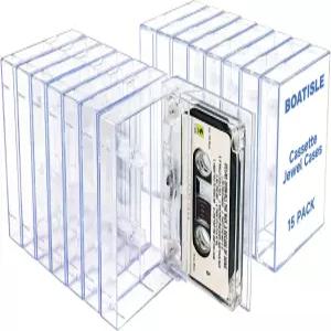 보트슬 15팩 투명 플라스틱 카세트 테이프 보관 케이스 - 프리미엄 오디오 솔루션