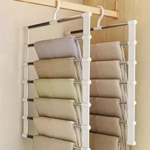 [생활] 다용도 바지 정리 옷걸이 수직형 접이식 바지 걸이 하의 멀티