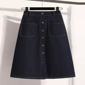 KARRA 패턴버튼하프밴딩데님스커트_A6S0107