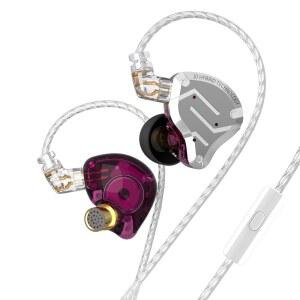 [미국배송] KZ ZS10 프로 게이밍 이어버드 헤드폰 인 이어 모니터 IEM 하이파이 이어폰 5 드라이버 4BA 1DD 가수 뮤지션 드러머를 위한 탈착식 0.75MM 2핀 케이블 (퍼플 마이크 포함)