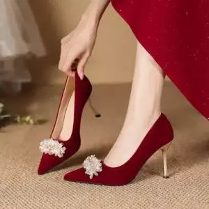 여성 힐펌프스 그렇다면 슈즈 힐 스틸레토 하이힐 프렌치 신발 스트랩 웨딩 단화 MF5