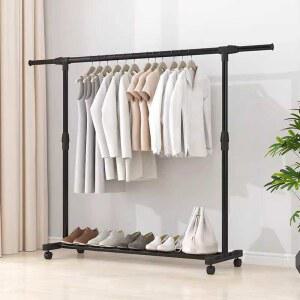 경제적인 이중 건조대 상향식 두꺼운 바퀴 침실용 간편 양방향 롤러 옷걸이