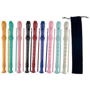 미오쿤 9팩 ABS 독일 스타일 8홀 디센트 소프라노 , 청소봉, 검은색 보관 가방(멀티컬러-9팩)