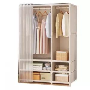 조립식 옷장 커튼 옷정리 수납장 커버형 행거 원룸 선반 자취방 고정식 철제 시스템 프레임