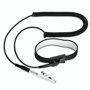 FRXIE 정전기 방지 손목 스트랩, 악어 클립이 있는 조절 가능한 ESD PC 빌딩 전자제품 수리 및 러닝머신 보호를 위한 여분의 긴 코드가 접지 팔찌 [정규 크기]