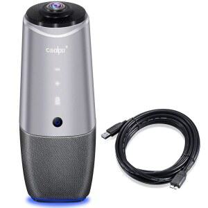 COOLPO PANA 360 카메라, PC용 4K 웹캠, 올인원 회의실 카메라 시스템, 마이크 및 스피커, AI 스피커 추적, 팀용 회의, 줌, 플러그 앤 플레이 10피트 USB 케이블