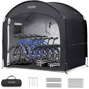 TACXO 자전거 보관소 텐트 커버 방수 야외 4-5인용 보관 공간 30 추가 오토바이용 휴대용 쉼터 정원 도구
