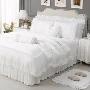 화이트 프릴 침대커버 레이스 유럽풍 유럽 베드 공주 펜션 패드 퀸