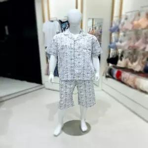 트라이엄프 (95-105)(TFMPJ212 BU) 26SS 순면 80수 블루 엔틱 반팔상의 7부바지 남성파자마 세트