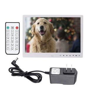 12인치 HD 디지털 사진 프레임, 1280 * 800 전자 프레임 음악 및 비디오 플레이어, 알람 시계, 캘린더 등. 홈 오피스 시장용 내장 스피커(화이트)