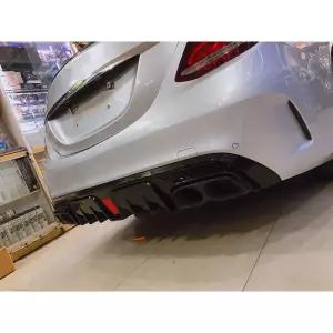 리어 범퍼 립 디퓨저 LED 라이트 벤츠 C 클래스 W205 C200 C300 C63 AM