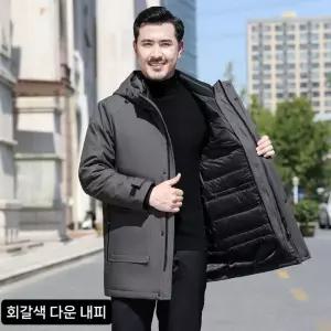 남성 하프 패딩 기모 도톰한 후드 캐주얼 빅사이즈 코트 E43Z1T 득템2