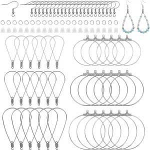 써니클루 1박스 360Pcs 귀걸이 비딩 후프 세트 제작 키트 스테인리스 스틸 60Pcs 100Pcs 후크 점프 링