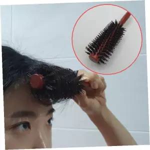 천연 나무 원형 헤어 롤 브러시 볼륨 스타일링 드라이 웨이브 연출 미용 도구