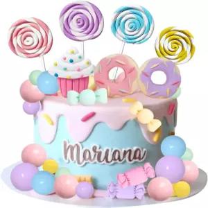 달콤한 테마 케이크를 위한 캔디 케이크 토퍼 캔디랜드 롤리팝 도넛 아이스크림