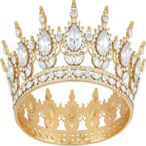 여성용 암즈발루 크라운 코로나 파라 파스텔 라인스톤이 있는 골드 퀸 프린세스 케이크 토퍼 신부 생일