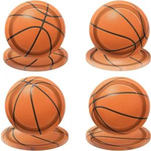 PTECDROTS 40Pcs 농구 접시 - 팬 스포츠 이벤트 파티 용품을 위한 9인치 생일 장식 일회용 디너 포함