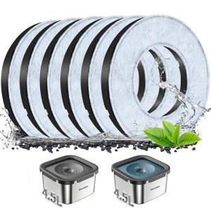 Pattner용 6팩 교체 필터 4.5L 노스필 개 물그릇, 활성탄 소재, 애완견용 슬로우 물그릇