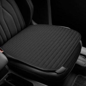 GAOLAOSY 자동차 앞 시트 커버, 통기성 리넨 쿠션, 보관 포켓이 있는 미끄럼 방지 차량 패드, 범용 보호 매트 (블랙)