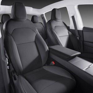 Wekar 자동차 시트 커버 뉴 2025 테슬라 모델 Y 주니퍼 나파 가죽 내부 에어백 호환 쿠션 풀 세트 맞춤형 핏 2025-2026, 블랙