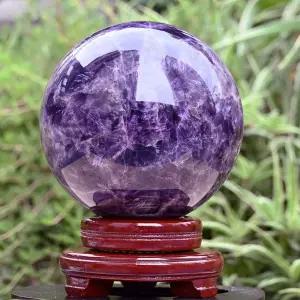 크리스탈 자수정 유리구슬 관상용 촬영 수정 5cm 천연 소품 받침대포함 직경