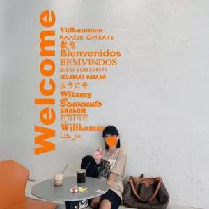 웰컴 스티커 유리 카페 창문 인테리어 도어 그래픽스티커 시트지 가게