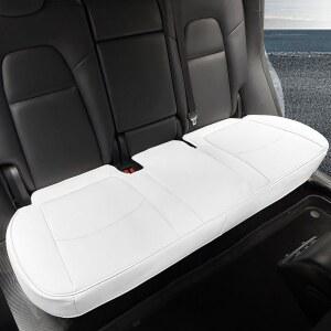 카시트 커버 럭셔리 나파 가죽 뒷좌석 테슬라 모델 Y 백 바닥 프로텍터, 등받이가 없는 튼튼한 시트 쿠션(모델 화이트)