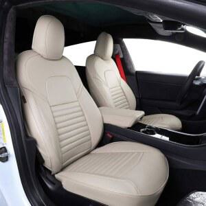 EKR 모델 X 테슬라 2020-2025용 시트 커버, 6 시트, 가죽 커버 풀 세트, 프로텍터, SUV용 자동차 쿠션 - (베이지)