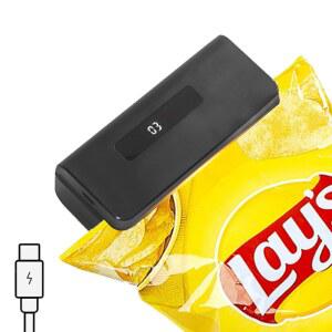 미니 백 실러, 감자 칩 히트 실러 캐퍼, 재밀봉 스낵 비닐 열 밀봉 및 커터, 마일라 시리얼 백용 충전식 기계 임펄스 (블랙)