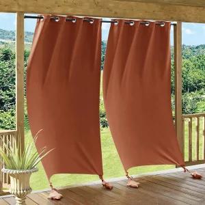 RYB 홈 야외 커튼 방풍 - 웨이트 백이 있는 방수 암막 파티오 스크린 현관 퍼골라 테라스 생활 휴식 공간을