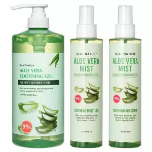 리얼 네이처 알로에 수딩젤 1000ml 1개+미스트 200ml 2개 / 수분 보습 진정