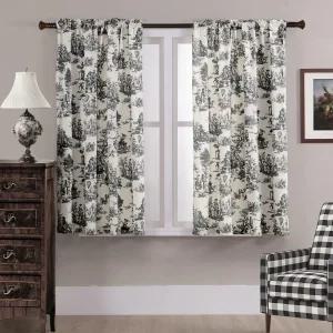 주방용 XTMYI 그레이 블랙 커튼 작은 창문 모던 농가용 면 프라이버시 세미 쉬어 화장실 프린트 디자인