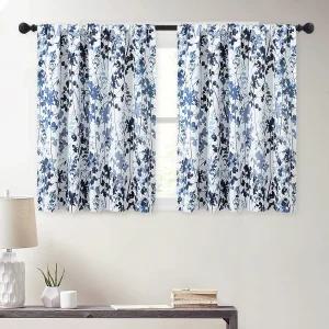 KGORGE 주방 커튼 티어 세트 - 블랙아웃 수채화 식물 프린트 RV 캠핑카 농가 다이닝용 하프 윈도우 작은