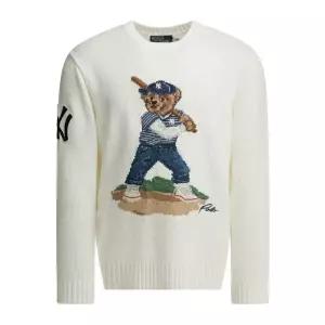 폴로 베어 자수 크루넥 스웨터 710B15087001 DECKWASH WHITE COMBO