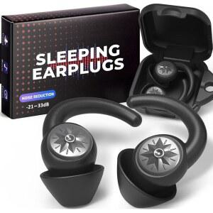 [미국배송] 수면용 로이노임 이어플러그 - NRR33DB 노이즈 캔슬링 이어플러그 코골이 막힘 여행 사이드 슬리퍼용 재사용 가능한 부드러운 실리콘 2쌍 콜드 블랙